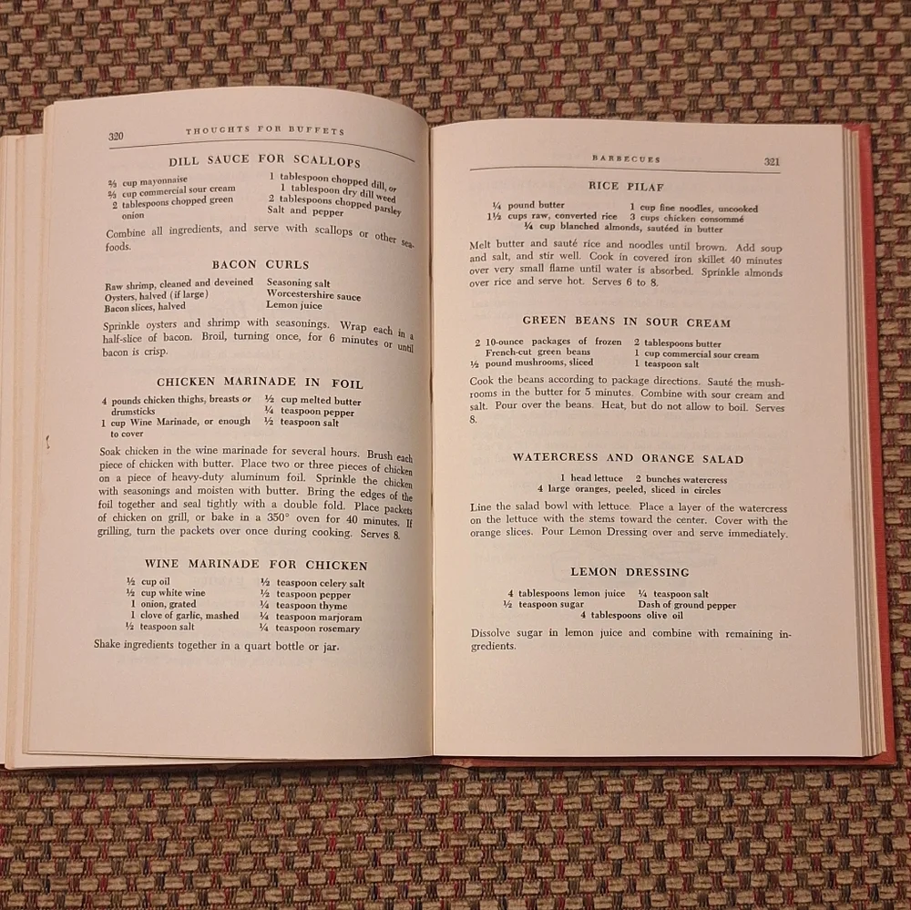 'Thoughts for Buffets' Cookbook Copyright 1958